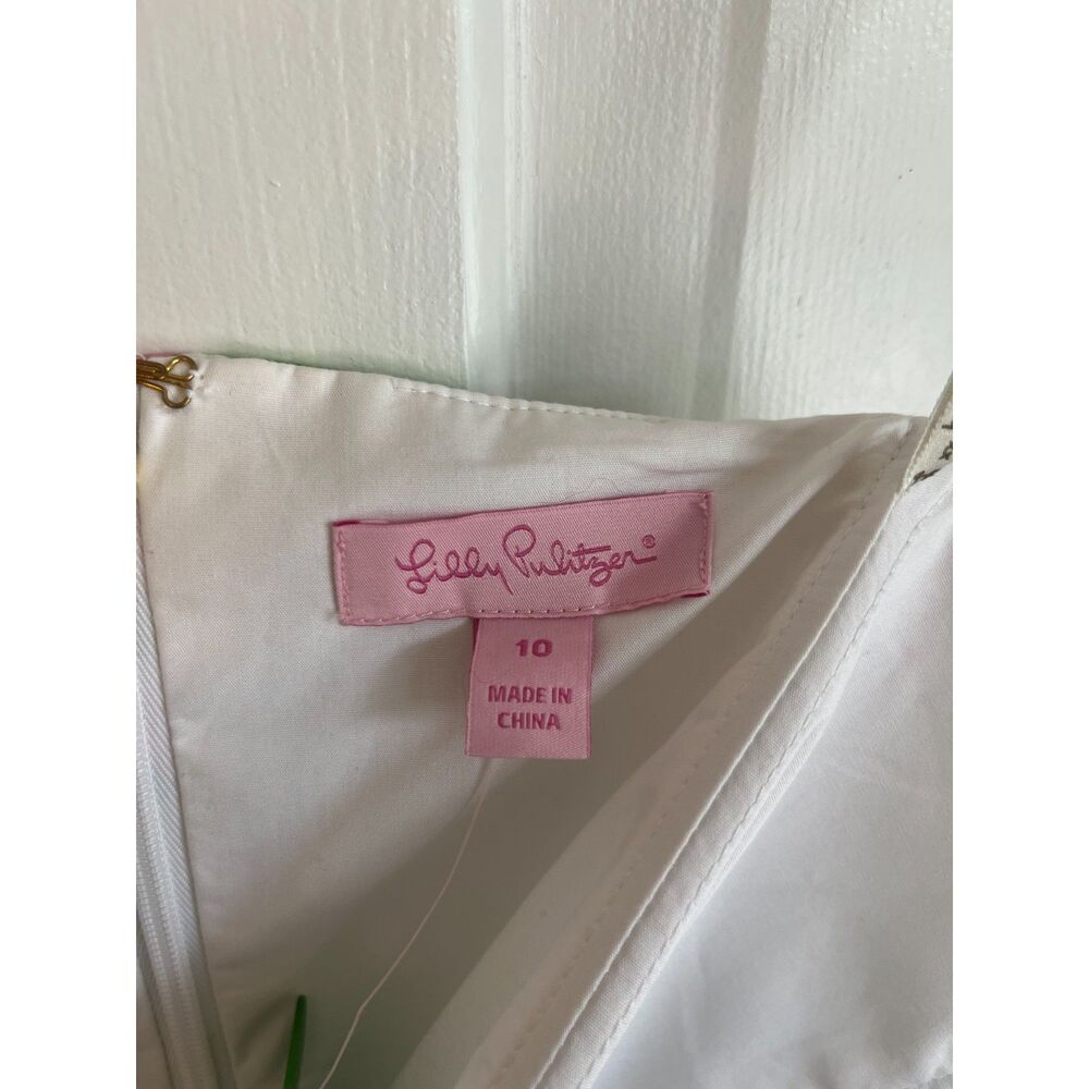 Lilly Pulitzer Angela Seeing Pink Elephants Strapless Sweetheart Dress SZ 10 NWT - Picture 9 of 13